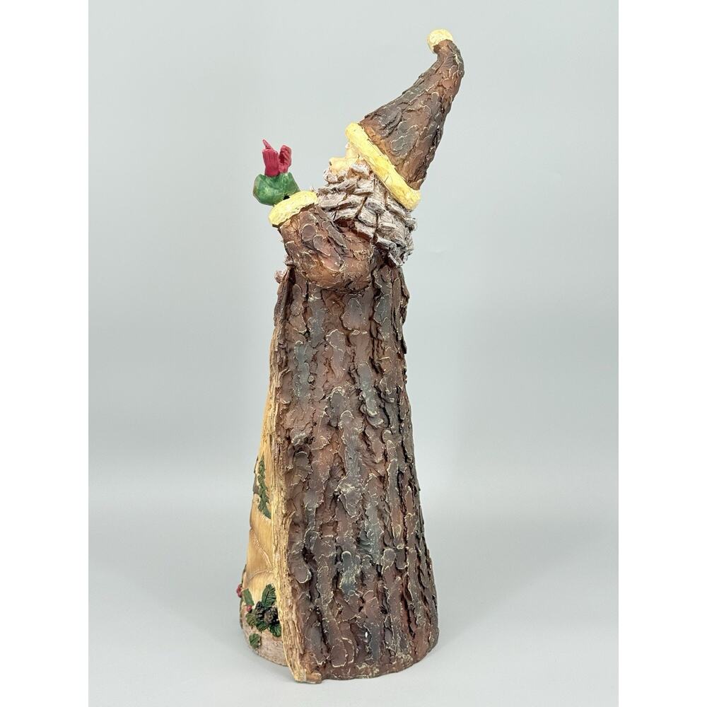 Resin Wood Carved Tree Look Painted 16" Santa Claus Figure W/Birdhouse Cardinal - Picture 4 of 9